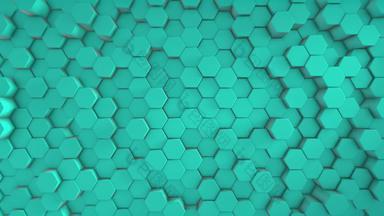 绿松石绿色未来主义的棱镜六边形蜂窝运动简约背景概念设计技术动画网格